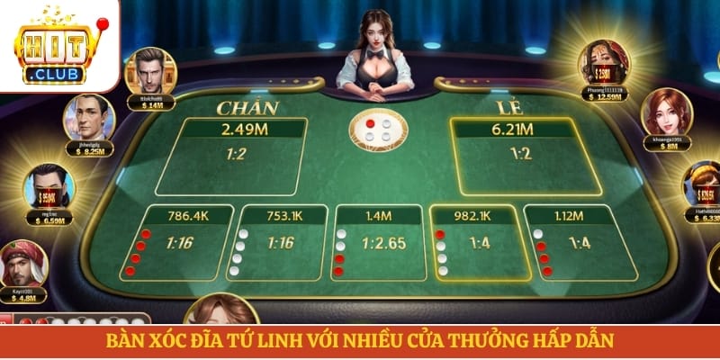 Bàn xóc đĩa Tứ linh với nhiều cửa thưởng hấp dẫn