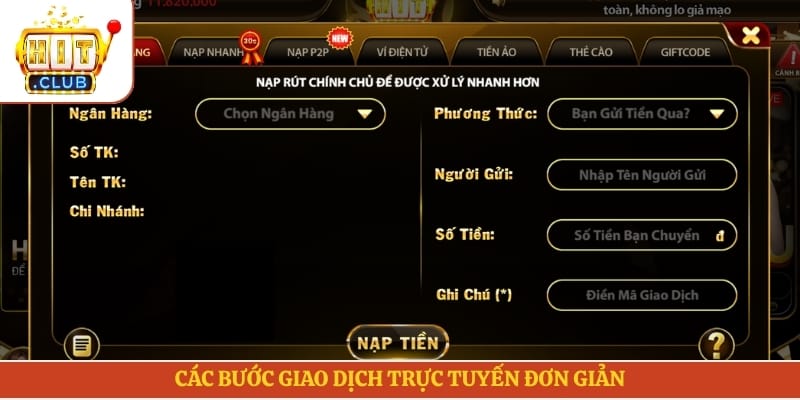 Các bước giao dịch trực tuyến đơn giản