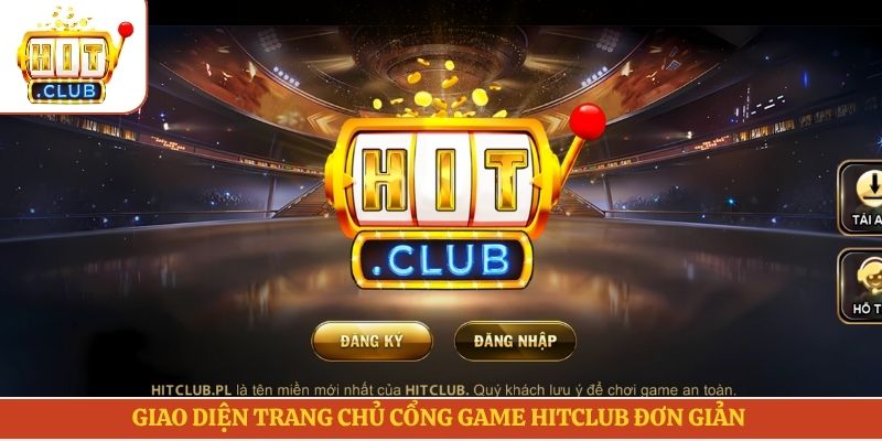 Giao diện trang chủ cổng game Hitclub đơn giản  
