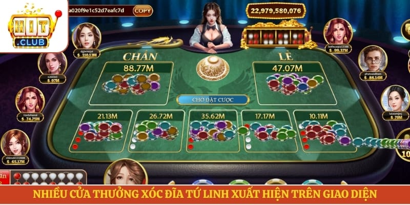 Nhiều cửa thưởng xóc đĩa Tứ linh xuất hiện trên giao diện