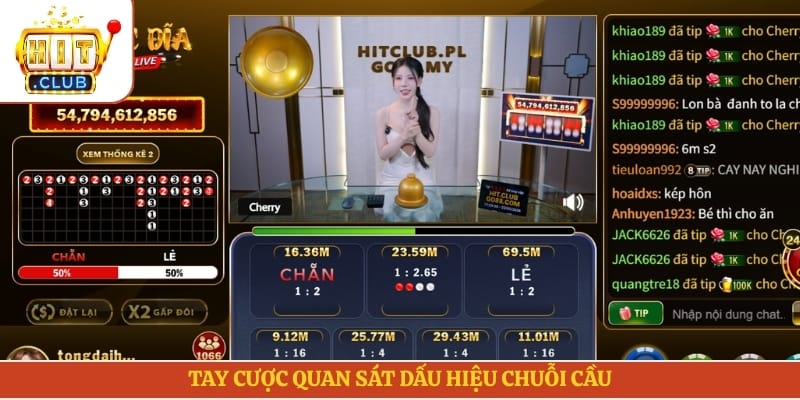 Tay cược quan sát dấu hiệu chuỗi cầu